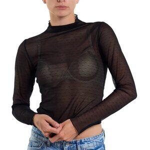 NWT Hanky Panky Dot Tulle Mock Neck Top S